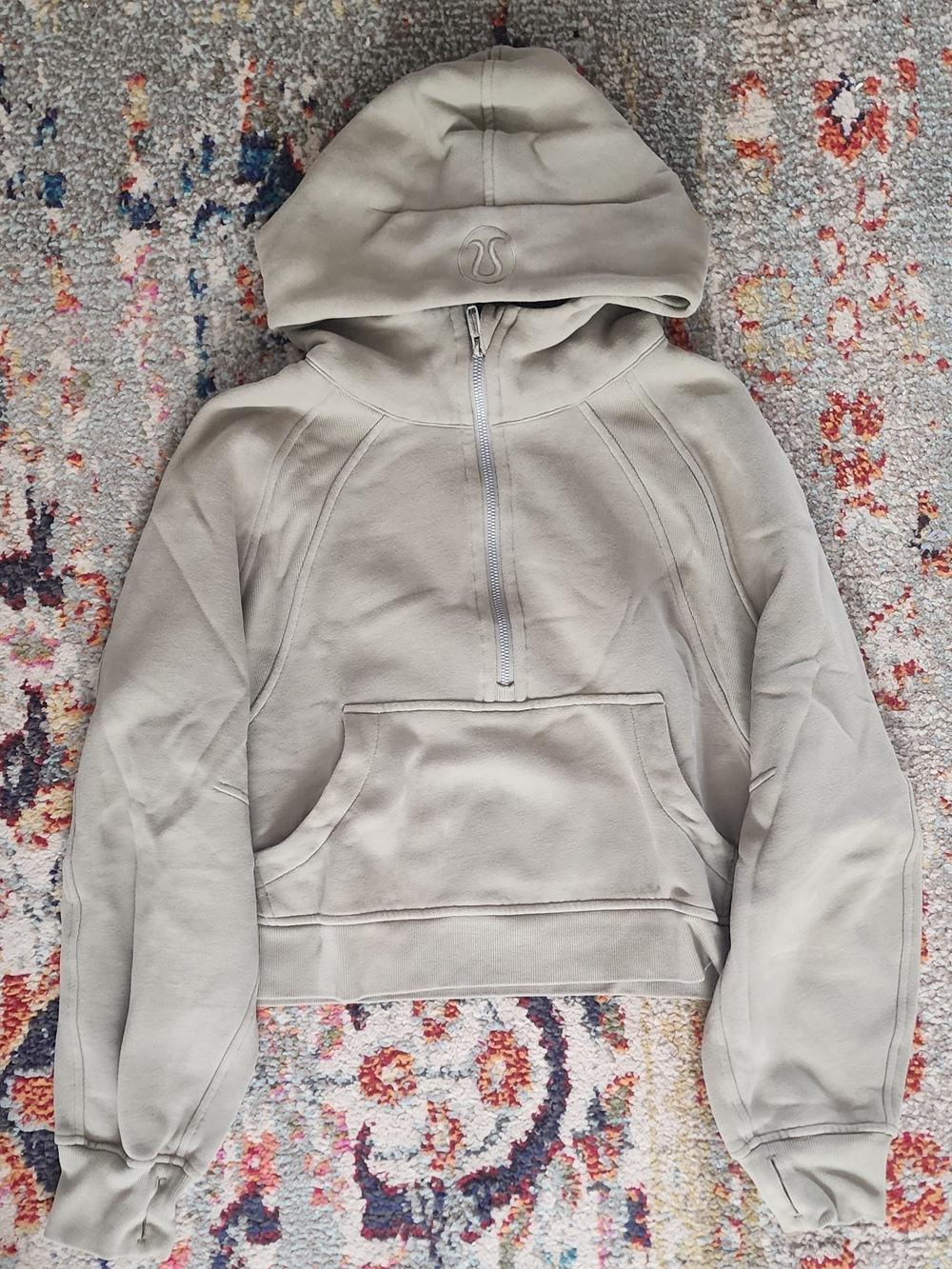 lululemon athletica light beige gray half-zip hoodie M/L